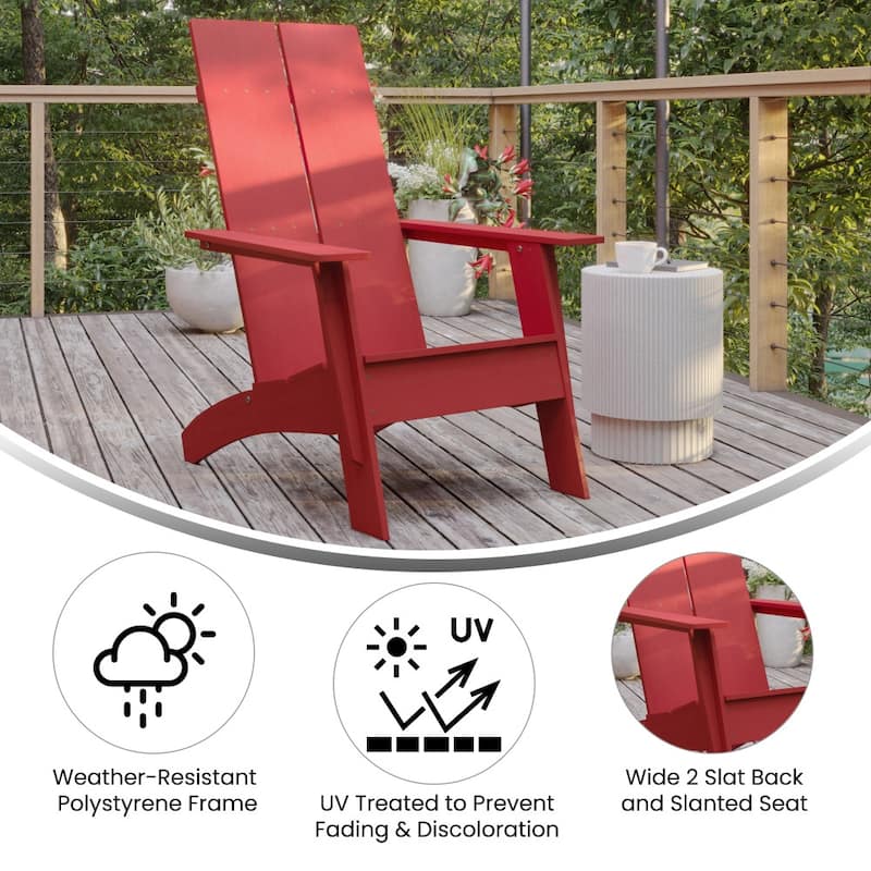 Modern Dual Slat Back Adirondack Style Chairs (Set of 2)