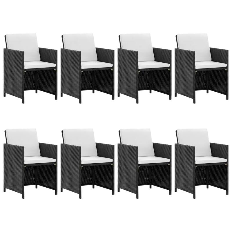 vidaXL Patio Dining Set 9 Piece Conversation Set with Cushions Poly Rattan - 20.5" x 22" x 33.5"