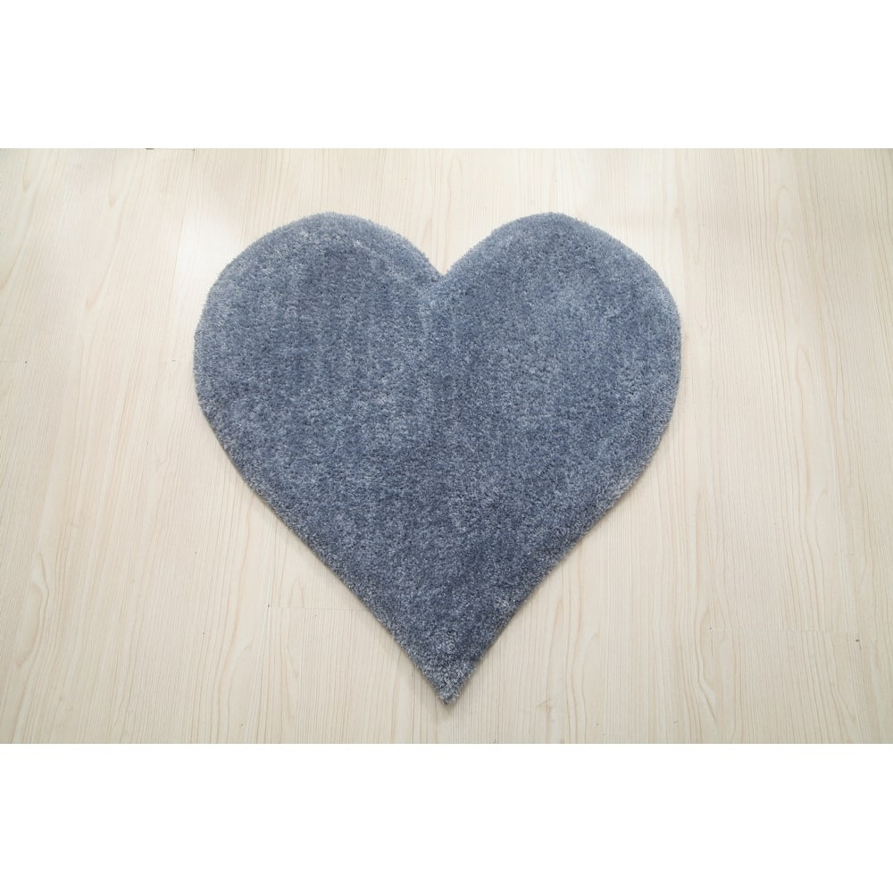 Hearts Collection Hand Woven Shag Area Rug - 24" x 24"