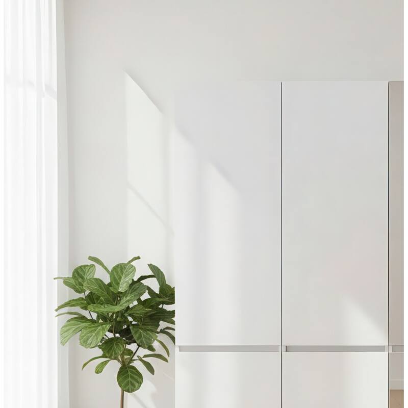 Elise Modular Wood Closet System with Mirror in White - 47.1"D x 17.72"W x 70.9"H