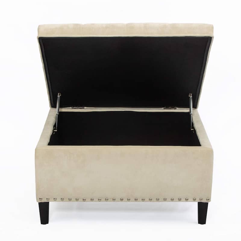 Adeco Square Footstool Storage Ottomans, Milk White