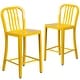 preview thumbnail 17 of 116, 2 Pack 24'' High Metal Indoor-Outdoor Counter Height Stool w/ Vertical Slat Back