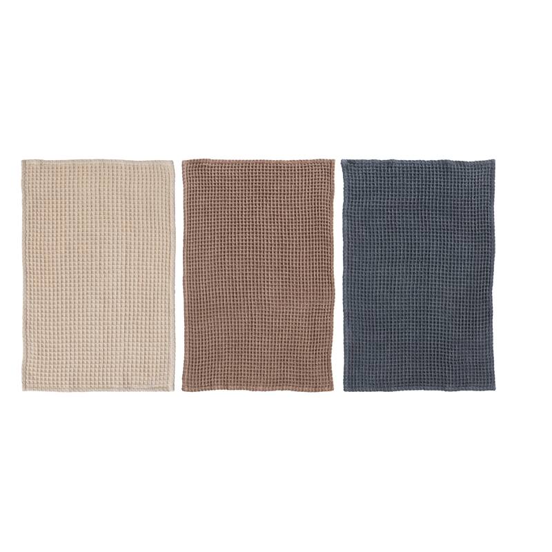 Mango Wood Cheese Board and 3-Piece Stonewashed Cotton Tea Towel Set - 28.0"L x 18.0"W x 0.25"H