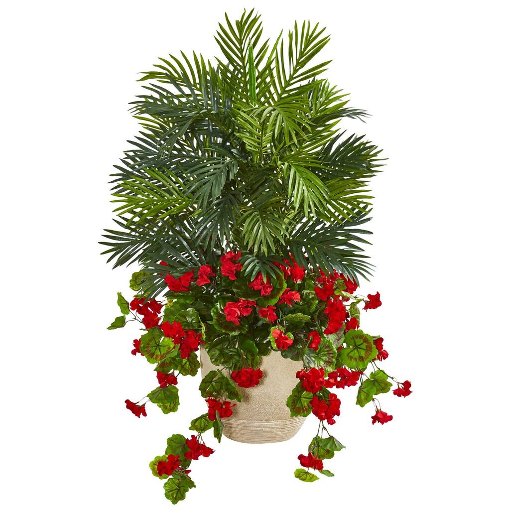 Artificial Palm Plant with s - 3.5ft Indoor Tropical Decor - Green