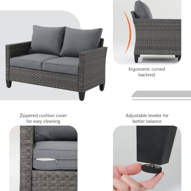 Outdoor Wicker Cushioned Loveseat
