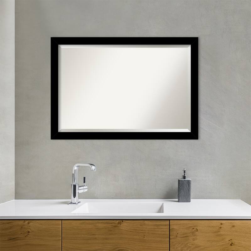 Brushed Beveled Framed Bathroom Vanity Wall Mirror - Brushed Black