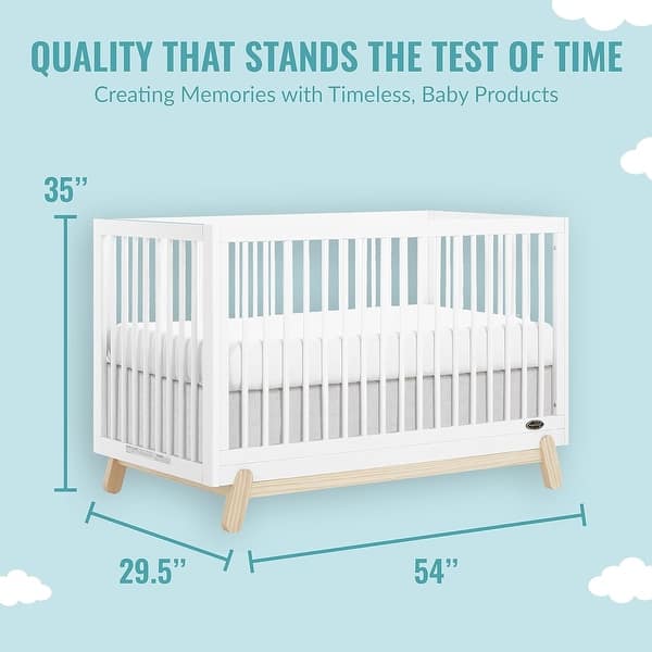 Dream On Me Hygge 5-in-1 Convertible Crib - Vintage White Oak