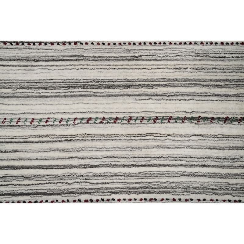 Hand Knotted Oriental 100% Wool Carpet Tribal Animal Pictorial Beige & Ivories Gabbeh Area Rug - 4' 11'' X 3' 0''
