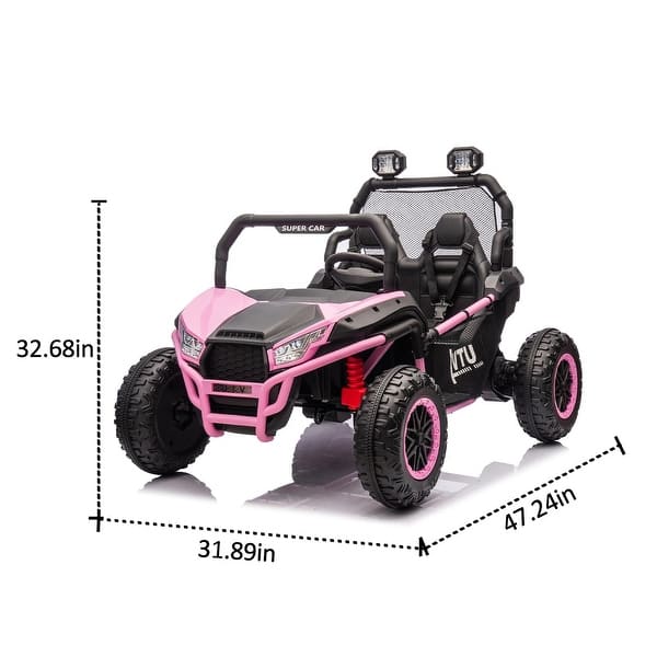 dimension image slide 2 of 5, Two-Seater 24V Ride-On UTV for Kids, with Bluetooth, MP3, and LED Lights