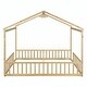 preview thumbnail 7 of 56, Double Twin House-Style Floor Bed with Fence and Guardrails, No Door