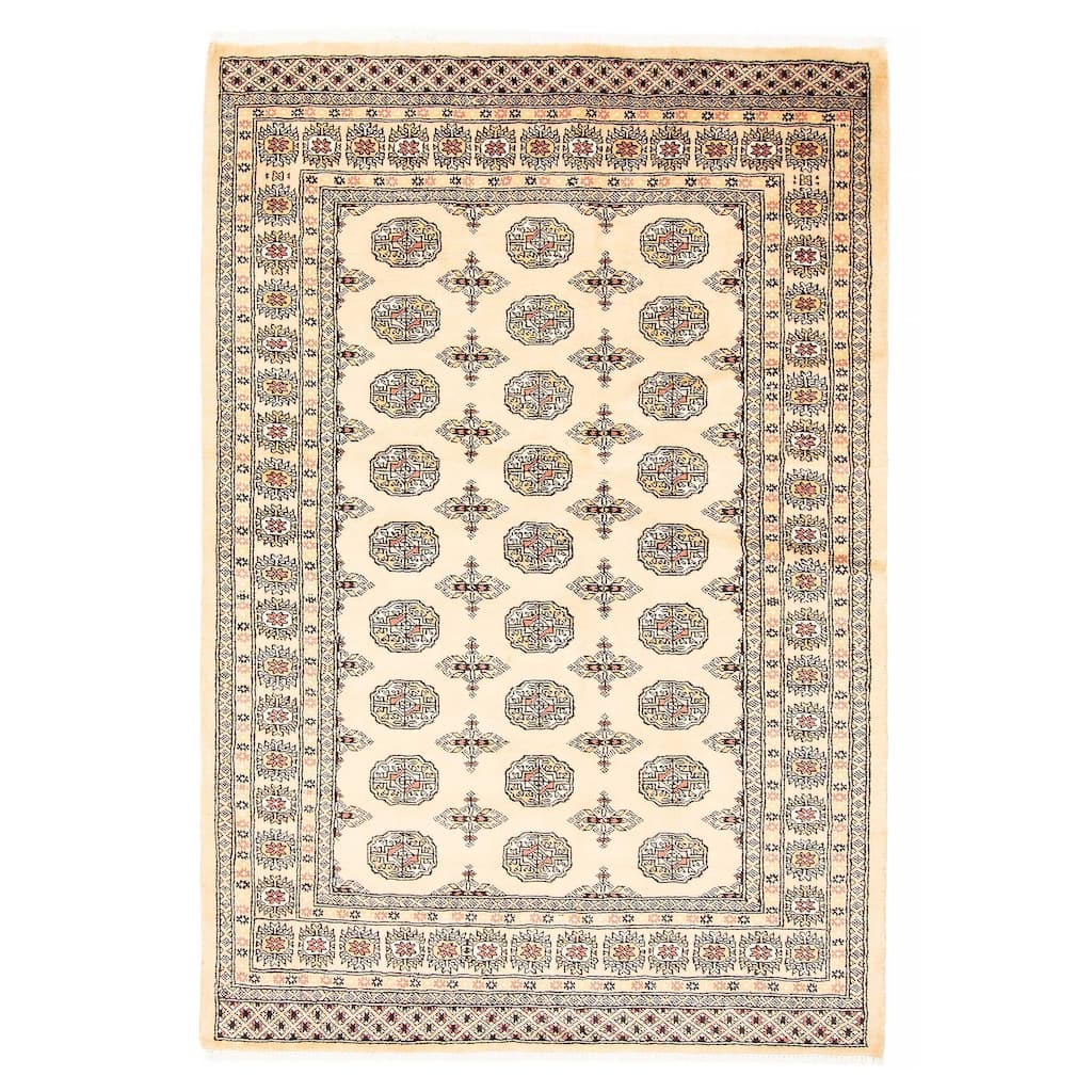 ECARPETGALLERY Hand-knotted Peshawar Bokhara Beige Wool Rug - 4'8 x 6'9