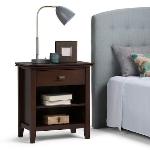 WYNDENHALL Stratford SOLID WOOD 24 inch Wide Transitional Bedside Nightstand Table