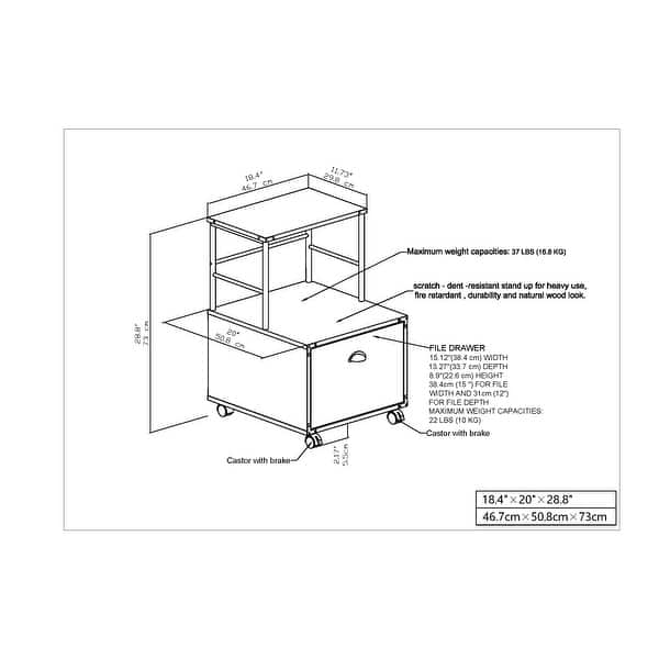 Saint Birch Bombay Walnut Mobile Filing with 1drawer On Sale