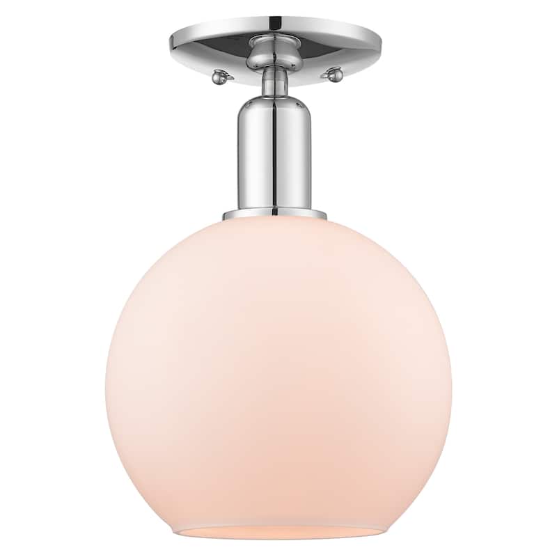 Innovations Lighting 716-1C-12-8 Athens Semi-Flush Athens 8" Wide - Polished Chrome / Matte White