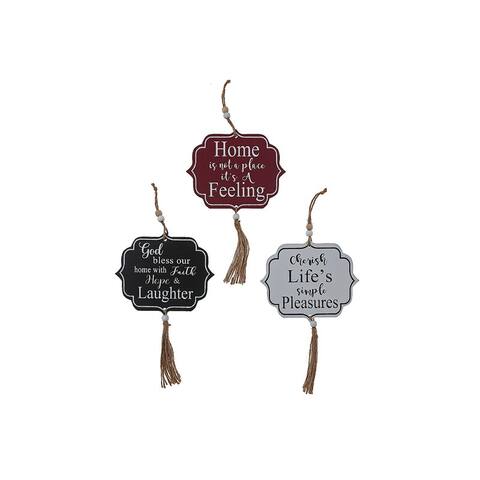 Mdf Hanging Bracket Sign With Tassels (Inspirational) (Asstd) - Set of 3