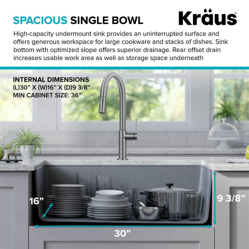 KRAUS Bellucci Workstation Undermount Granite Composite Kitchen Sink