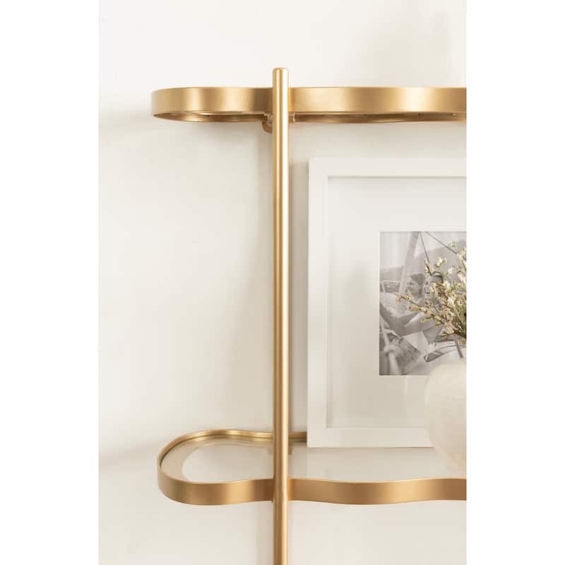 Kate and Laurel Curventi Tiered Wall Shelf Glass and Metal - 21x8x28