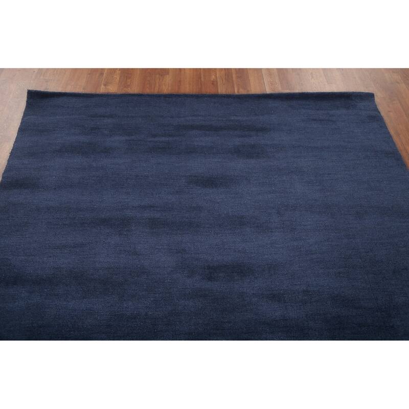 Blue Contemporary Gabbeh Oriental Area Rug Hand-knotted Wool Carpet - 5'5" x 7'10"
