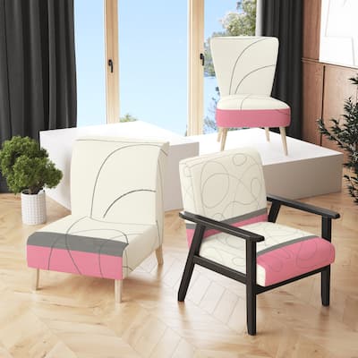 Designart "Geometricneapolitan I" Upholstered Shabby Chic Accent Chair - Arm Chair