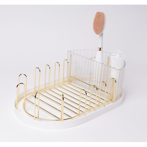 slide 2 of 5, Winnie and Lu Airess Bottle Bundle Includes the Airess Drying Rack, Tulip Prong Set, and Spristle Wand Starter Set White and Gold
