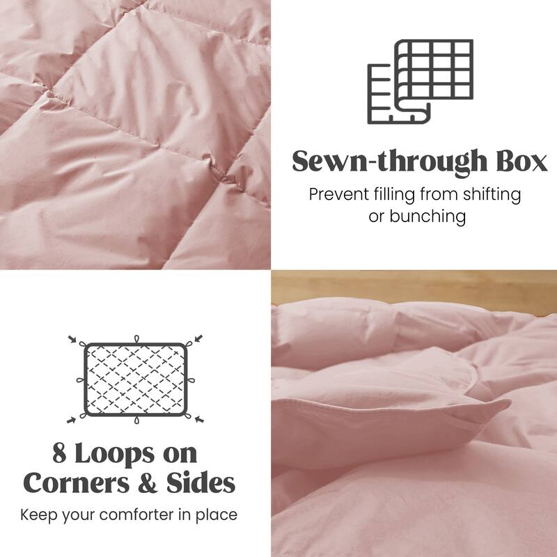 All Season 300TC Organic Cotton Down Comforter - 100% Natural, Chemical-Free, Medium Warmth Duvet Insert