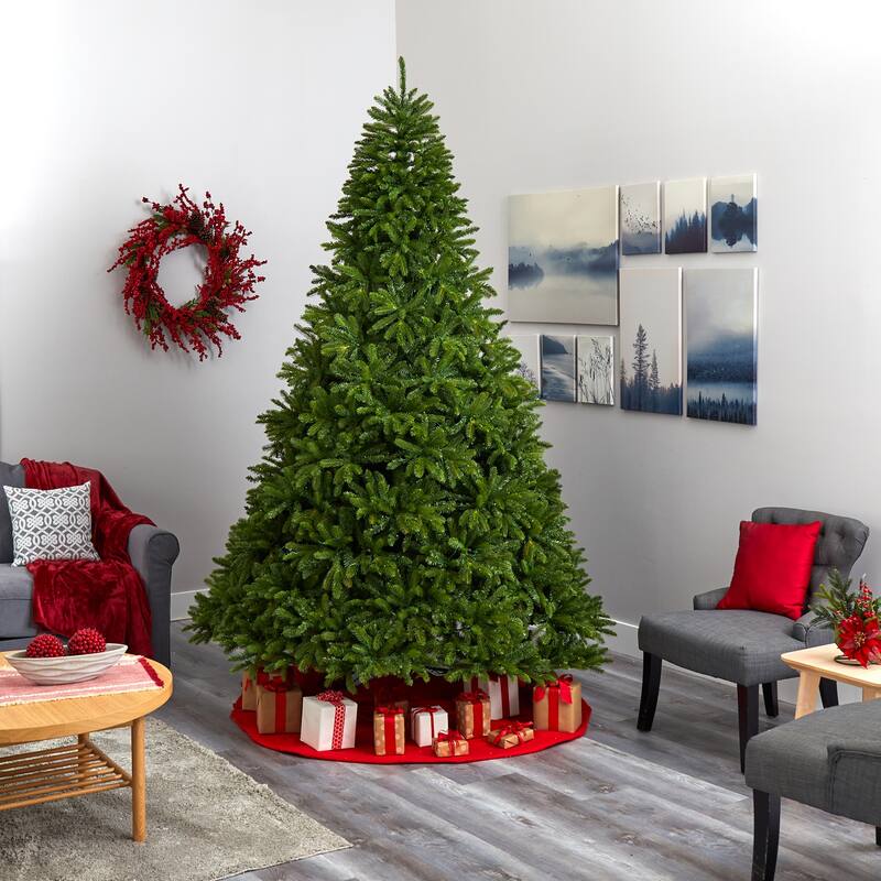 9ft. Spruce Look Artificial Christmas Tree with 1000 Clear LED Lights and 4443 Tips - Towering Elegant Holiday X-Mas Centerpiece