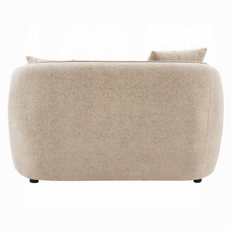 Keina Loveseat, 2 Accent Pillows, Rounded Back, Beige Chenille 57 Inch
