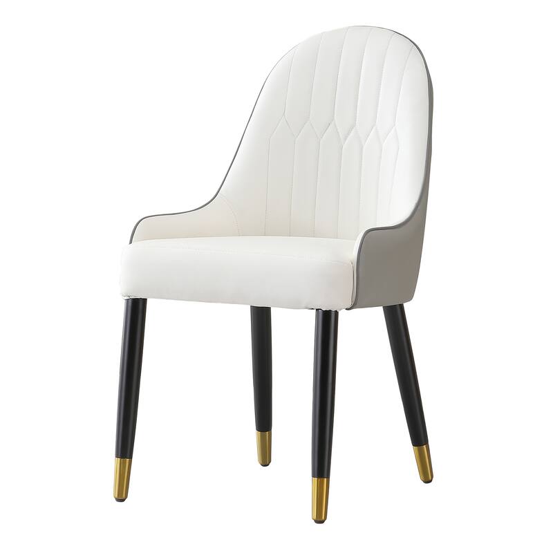 Modern Dining Chairs Set of 2, Faux Leather Upholstered Side Chairs with Metal Legs, Kitchen and Dining Room Chairs