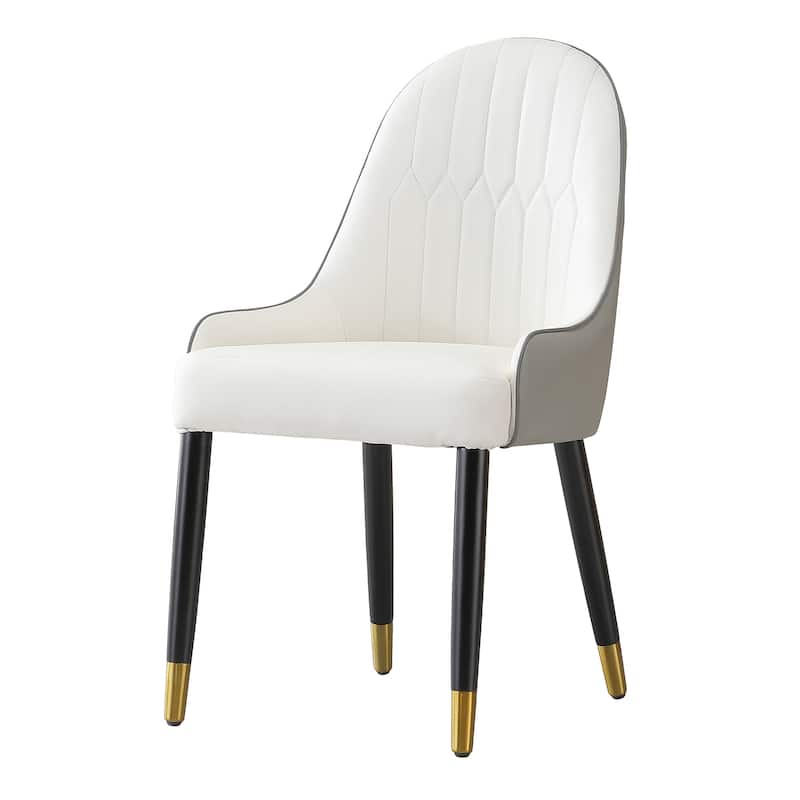 Modern White Faux Leather Dining Chairs Set of 2 for Living Room Dining Room Reception Room