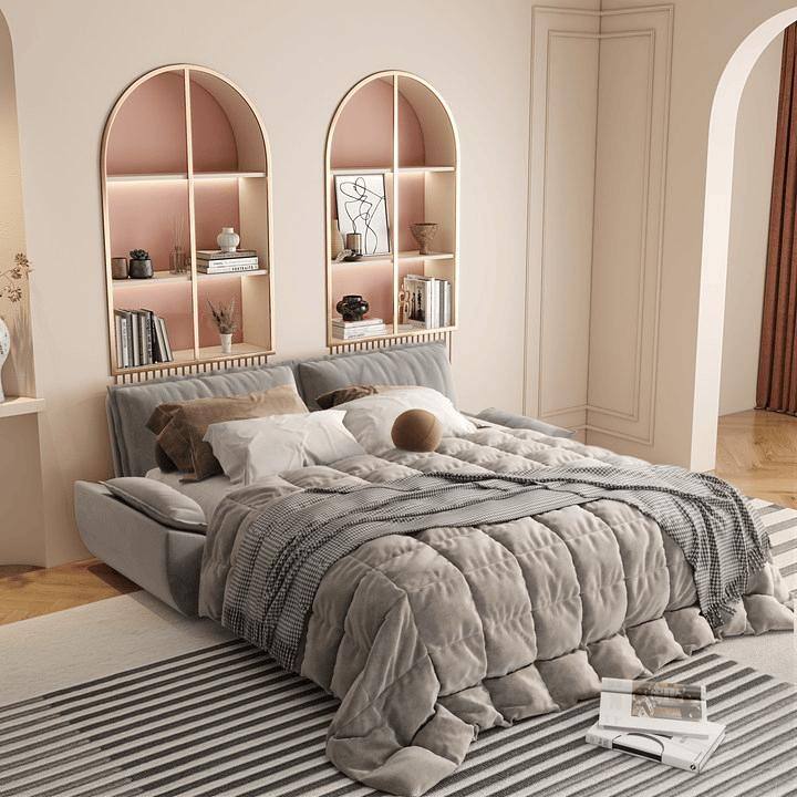 73.2" Queen 3-in-1 Convertible Sleeper Sofa Bed - Grey