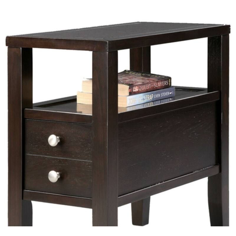24" Tall Wooden Side Table / End Table, 2 drawers, Traditional Design, Espresso