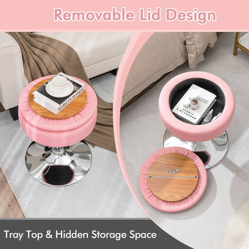 Costway Set of 3 Adjustable Vanity Stool Swivel Storage Makeup Chair - See Details