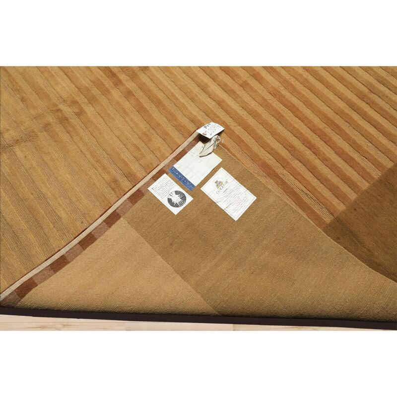 8'3''x9'8'' Tibetano Hand Knotted Wool Khaki Transitional Textured Tibetan Rug - 8' 3'' x 9' 8''