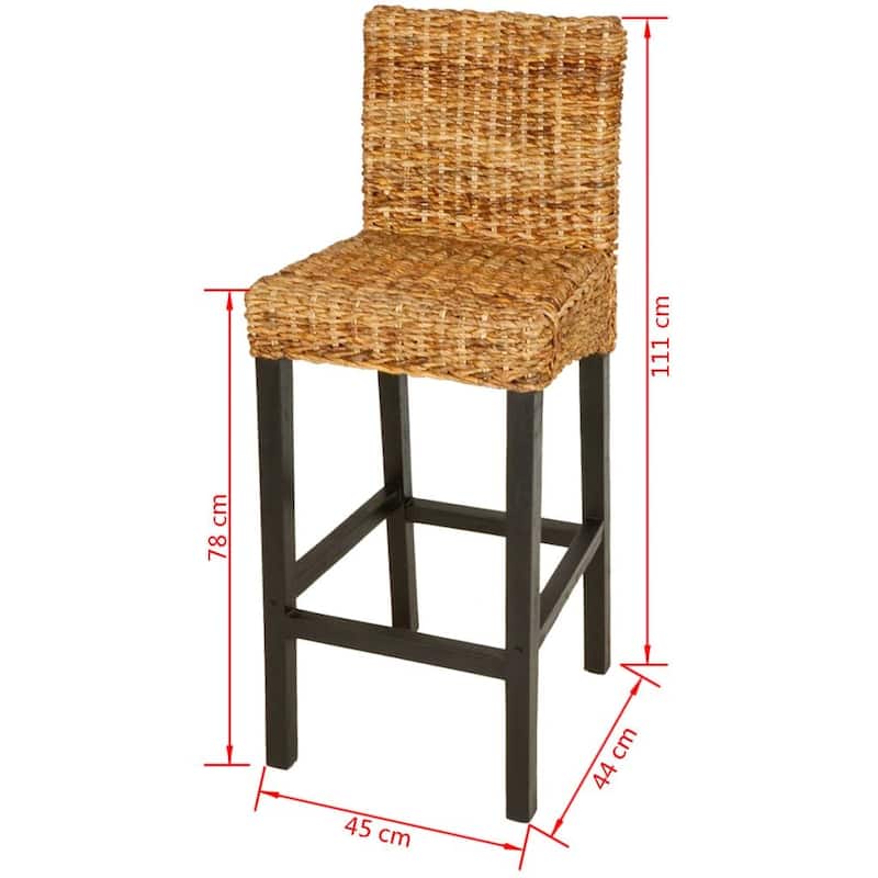 vidaXL Bar Stools 2 pcs Abaca - 17.7" x 17.3" x 43.7"