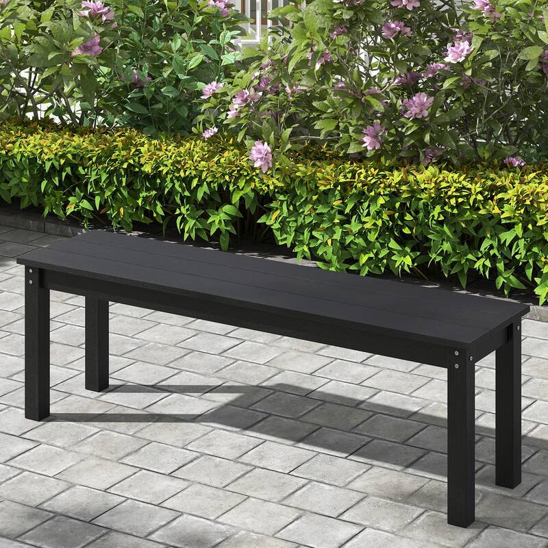 Gymax 2PCS 55'' HDPE Outdoor Bench Weatherproof Backless Patio Garden