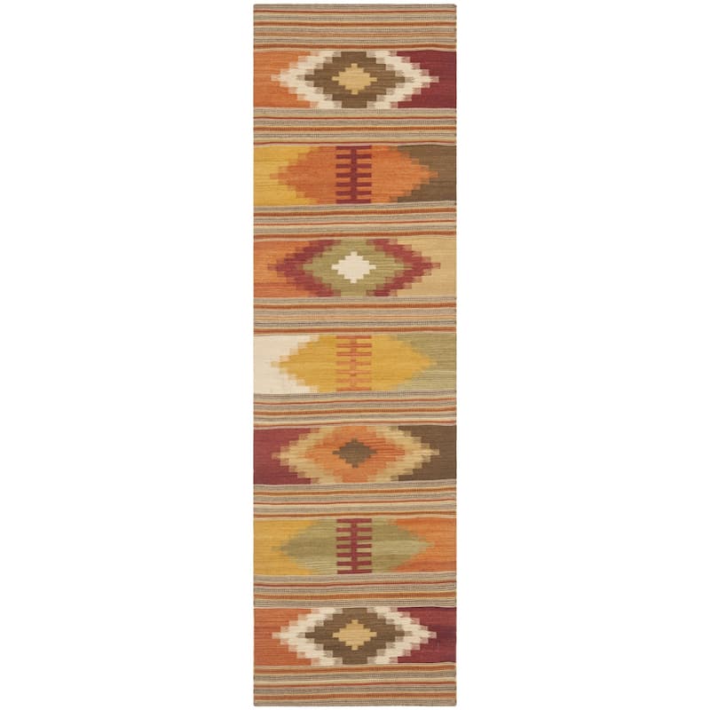 SAFAVIEH Handmade Kilim Johana Vinciane Casual Tribal Wool Rug - 2' x 3' - Red/Multi
