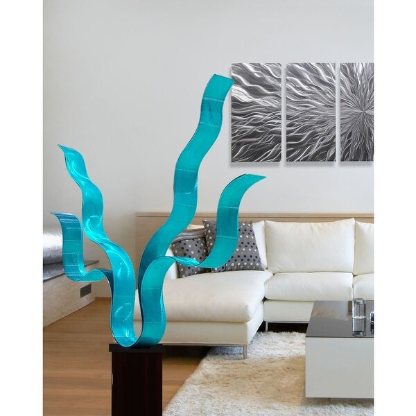 Statements2000 Abstract Large Etched 3D Metal Wall Hanging Panels Indoor/Ou Statements2000 Large Metal Wall Art Modern Abstract Silver Decor