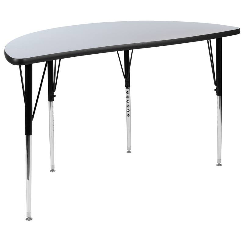 2 Piece 47.5" Circle Wave Flexible Grey Adjustable Activity Table Set