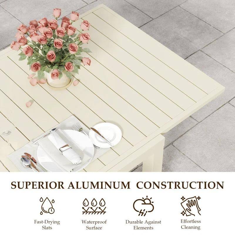 Domioutdoorliving 97.2"L Extendable Aluminum Outdoor Dining Table