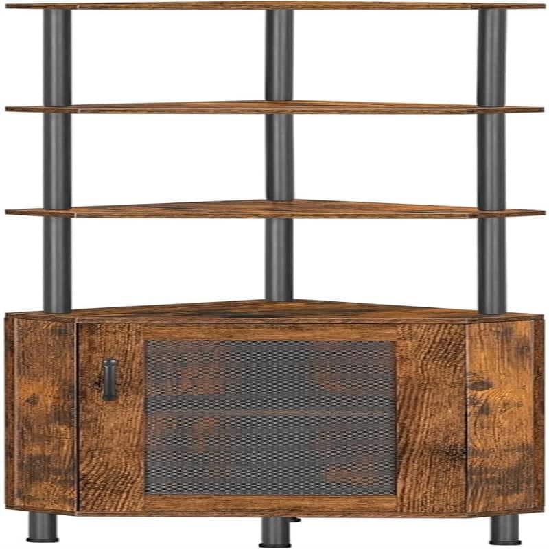 Corner Shelf with Storage - 11.8"D x 11.8"W x 64.8"H