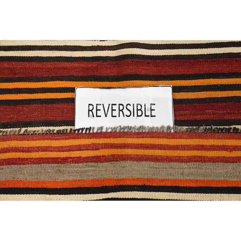 Hand Woven Oriental 100% Wool Carpet Southwestern Geometric Multi-Colored Kilim Area Rug - 9' 8'' X 4' 6''