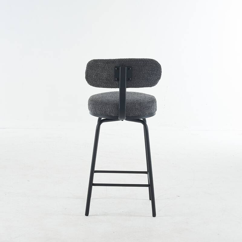 Modern Swivel Bar Stools Set Of 2, Boucle Upholsteredbar Chairs With Metal Legs Footrest, 360° Swivel Barstools