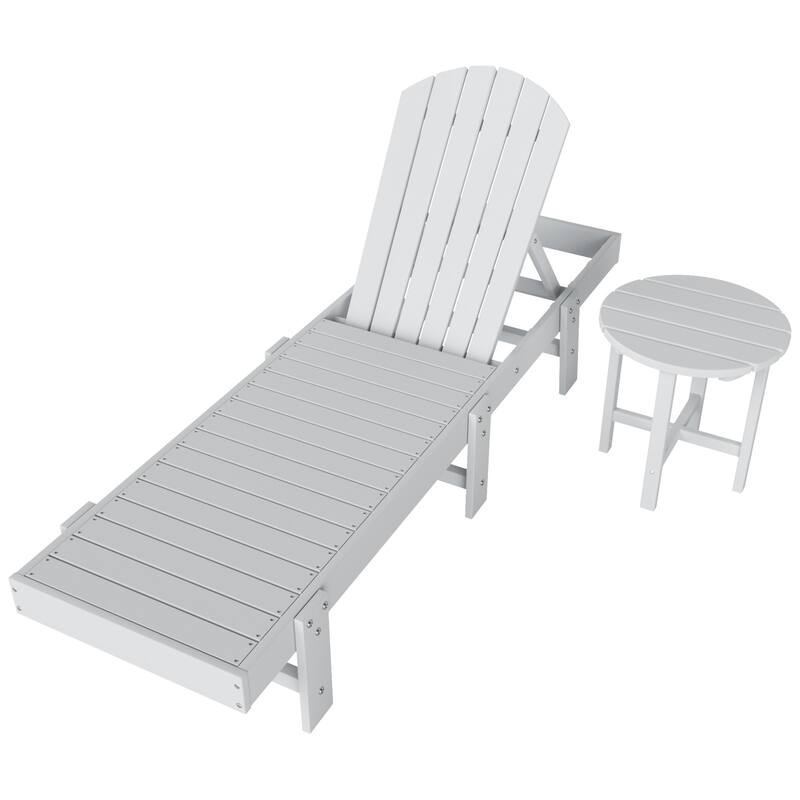 Polytrends Altura Poly Eco-Friendly All Weather Reclining Chaise Lounge with Arms & Side Table (2 Piece Set)