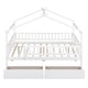 preview thumbnail 32 of 40, Full Size Wooden House Bed with Two Drawers and Roof for Kids, Boys and Girls, Bedroom