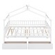 preview thumbnail 4 of 12, White Full Size Wooden House Bed with Two Drawers and Roof