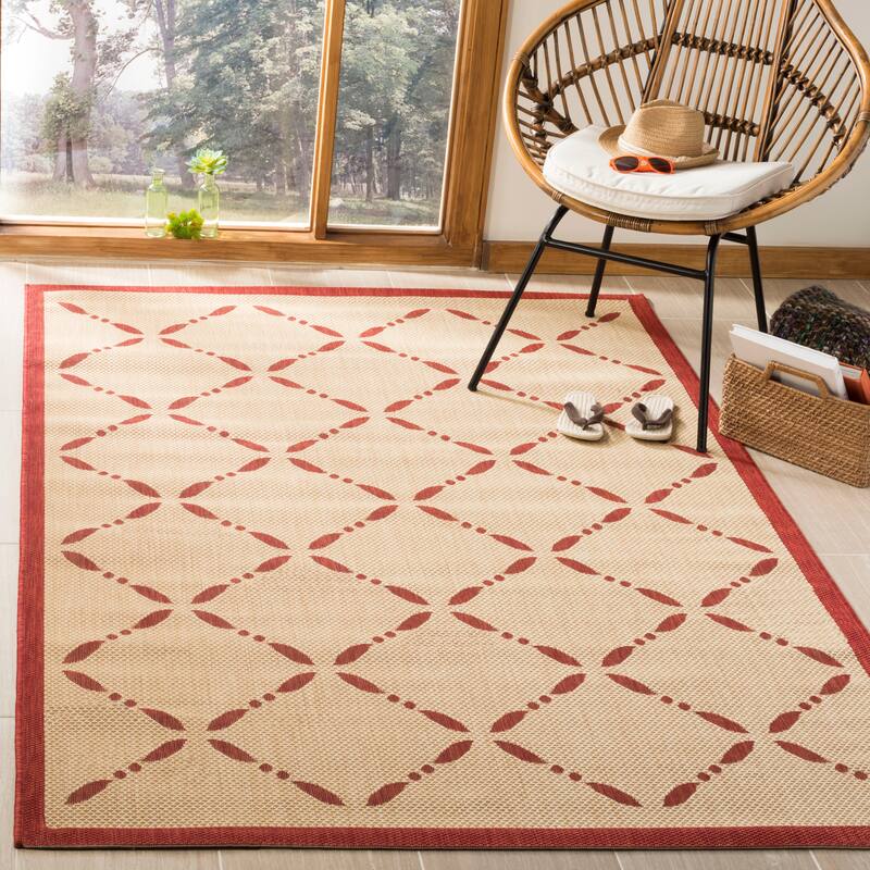 Martha Stewart by SAFAVIEH Arlete Indoor/ Outdoor Waterproof Rug - 2'7" x 5' - Creme/Red