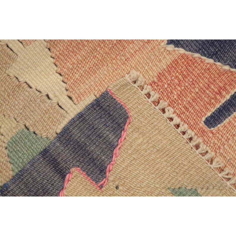 Hand Woven Oriental 100% Wool Carpet Southwestern Tribal Oranges & Rust Kilim Area Rug - 11' 5'' X 5' 4''