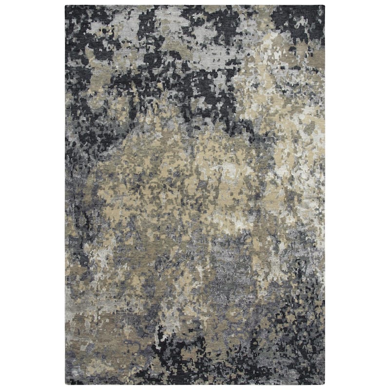Alora Decor Noble Abstract Hand-knotted Wool Blend Rug - 8' x 10' - Charcoal