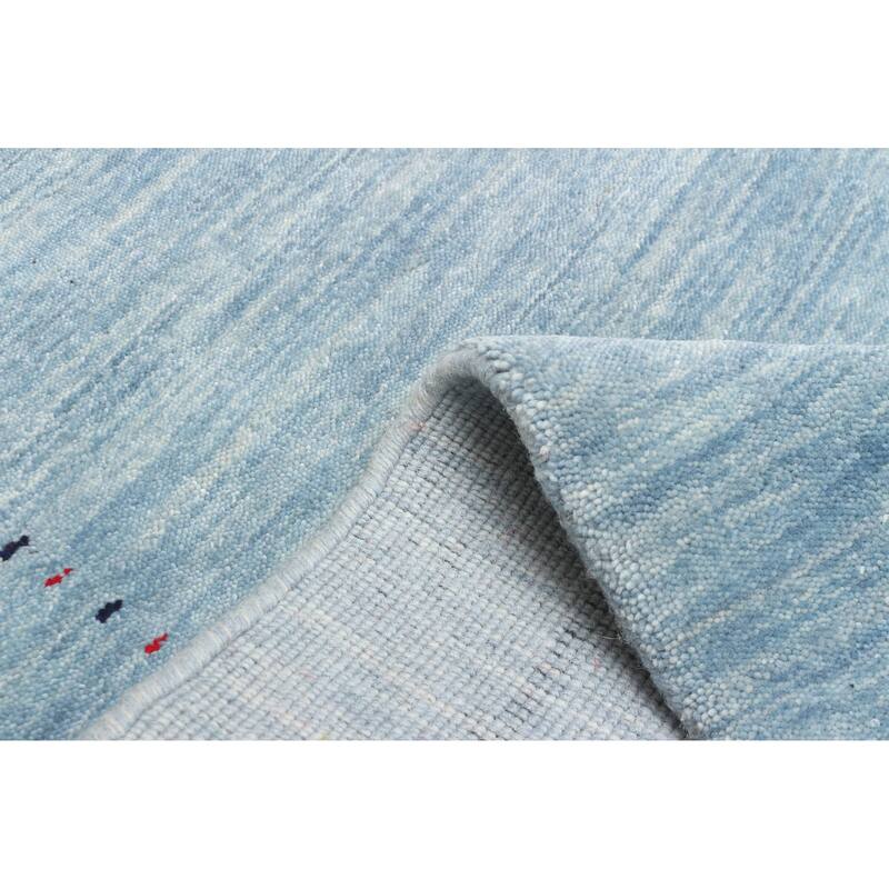 ECARPETGALLERY Hand Loomed Kashkuli Gabbeh Sky Blue Wool Rug - 4'1 x 5'9