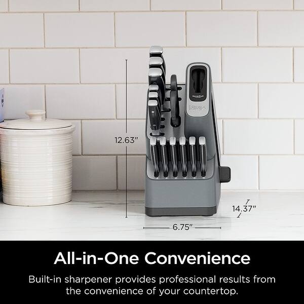 14 Piece Knife Block Set with Builtin Sharpener, German Stainless
